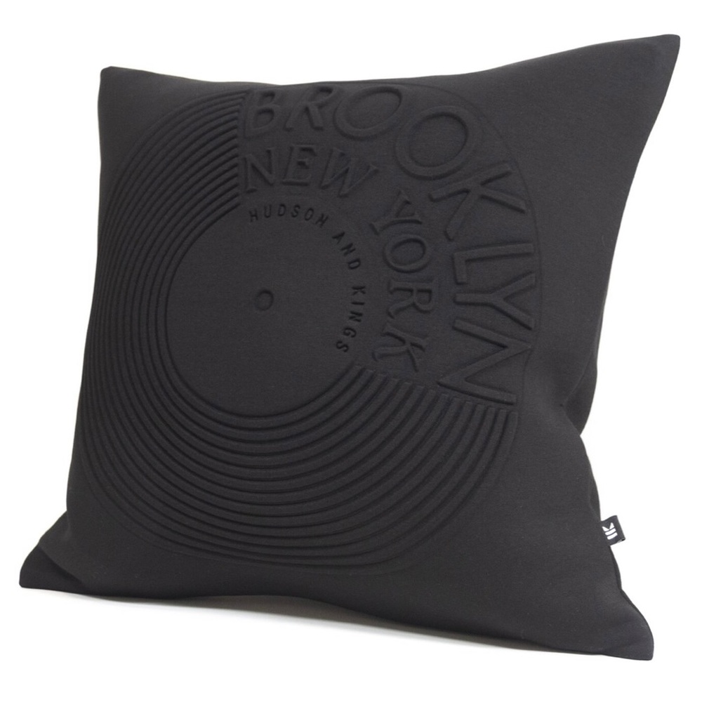 Hudson and Kings Decorative Record Pillow Brooklyn New York Black Accent Vinyl